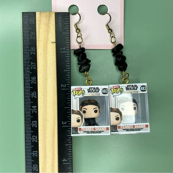 Star Wars Fennec Shand Upcycled Bitty Funko Handmade Earrings - Picture 7 of 7